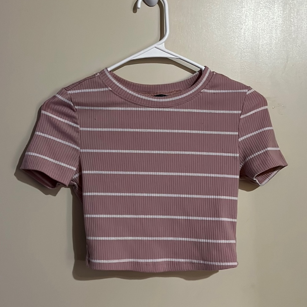 Pink and white striped shirt NWOT